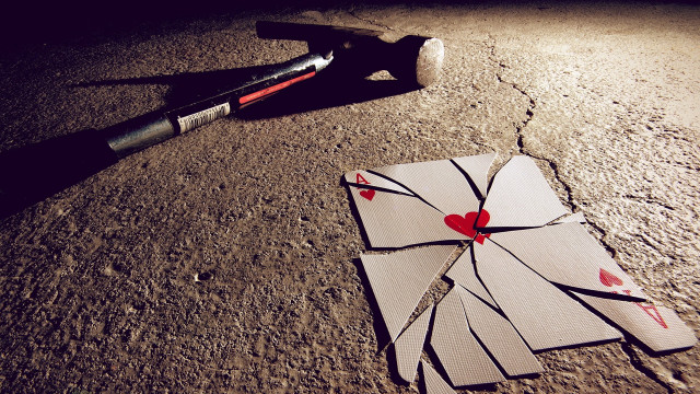 Broken paper heart paintbrush knife free wallpaper - medium preview image