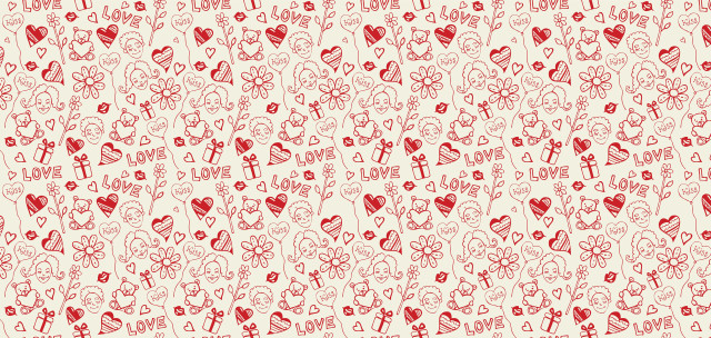 Hearts flowers pattern white background #2 free wallpaper - medium preview image