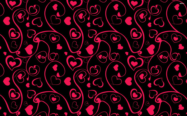 Black background red hearts pattern free wallpaper - medium preview image