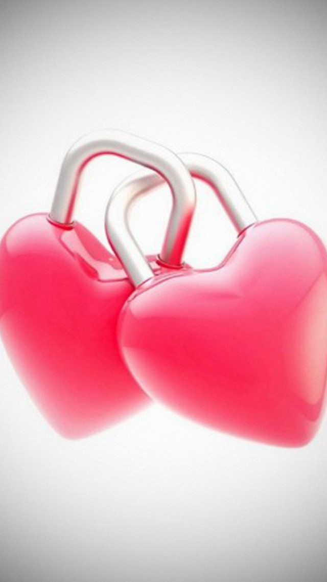 Two hearts lock shadow white free wallpaper - medium preview image