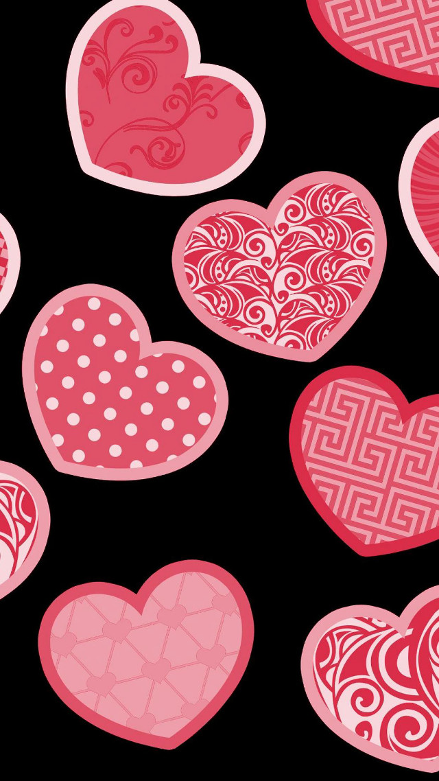 Hearts black background pink red free wallpaper - medium preview image