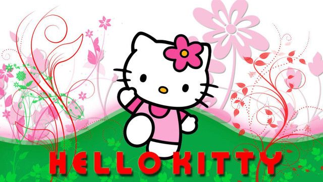 Hello kitty pink bow green free wallpaper - medium preview image