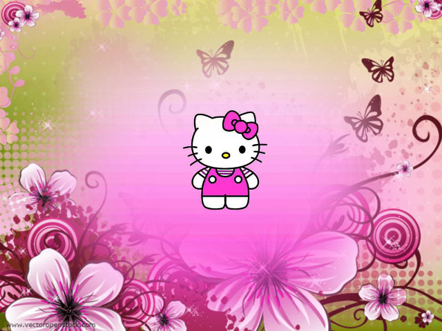 Hello kitty wallpaper flowers butterflies free wallpaper - medium preview image