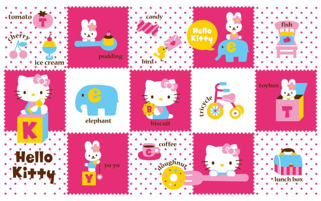 Hello kitty poster characters squares free wallpaper - medium preview image