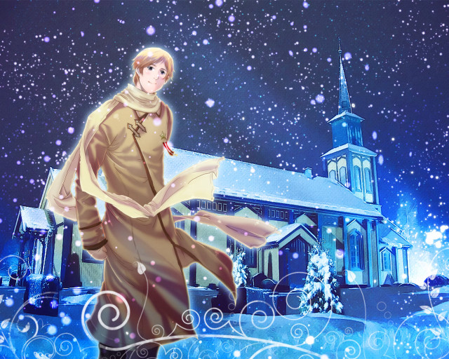 Man brown coat church snow free wallpaper - medium preview image