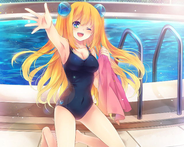 Woman bathing suit swimming pool free wallpaper - medium preview image