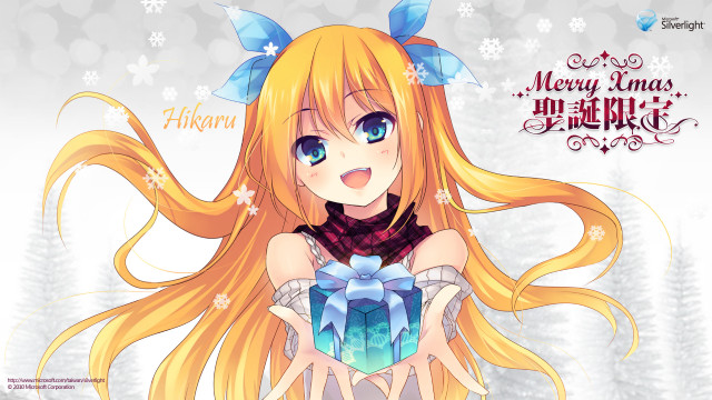Girl blonde hair present box free wallpaper - medium preview image