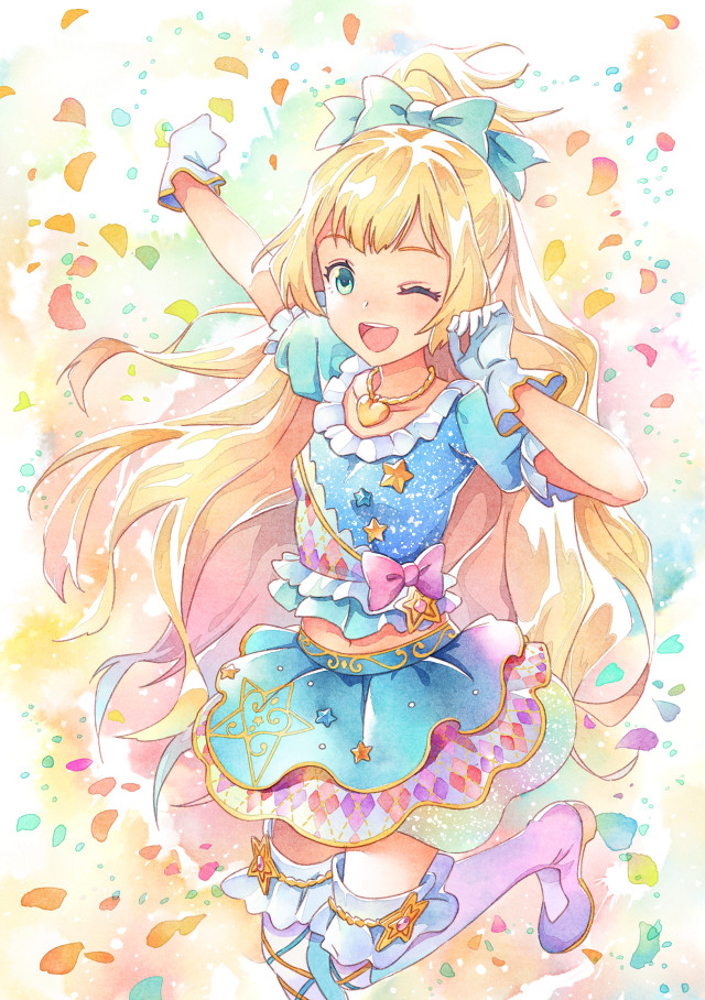 Cartoon girl flying blue dress free wallpaper - medium preview image