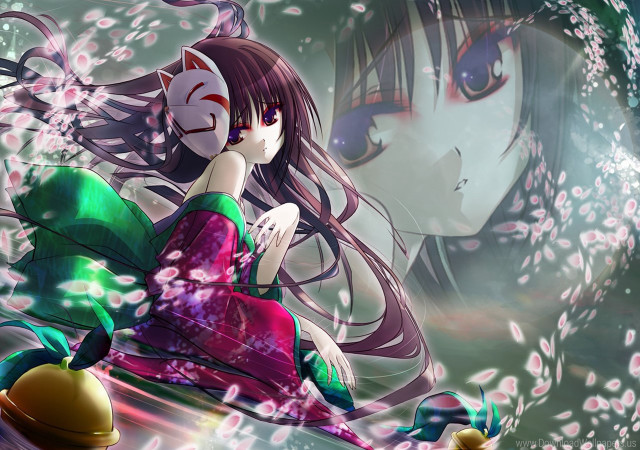 Girl longhair greendress whiteobject fish free wallpaper - medium preview image