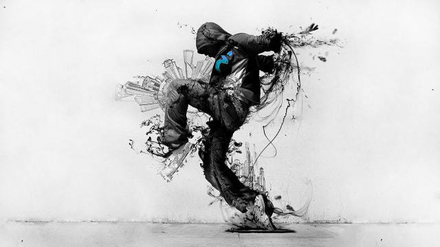 Skateboarder blue light trick movement free wallpaper - medium preview image