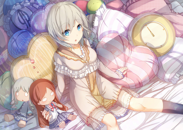 Woman balloons bed clock relaxing free wallpaper - medium preview image