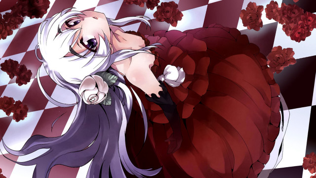 Cartoon character white hair red free wallpaper - medium preview image