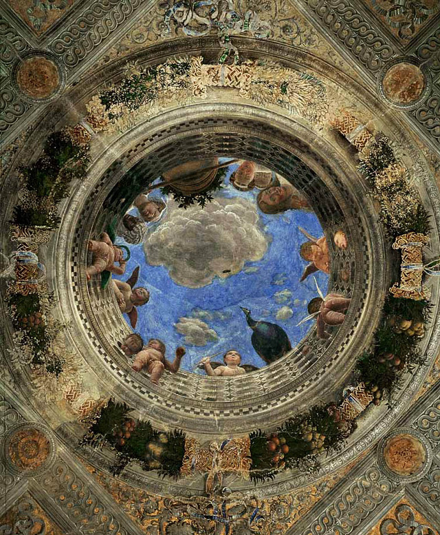 Ceiling birds clouds sky painting free wallpaper - medium preview image
