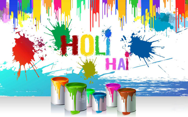 Paint cans splatters holi hai free wallpaper - medium preview image
