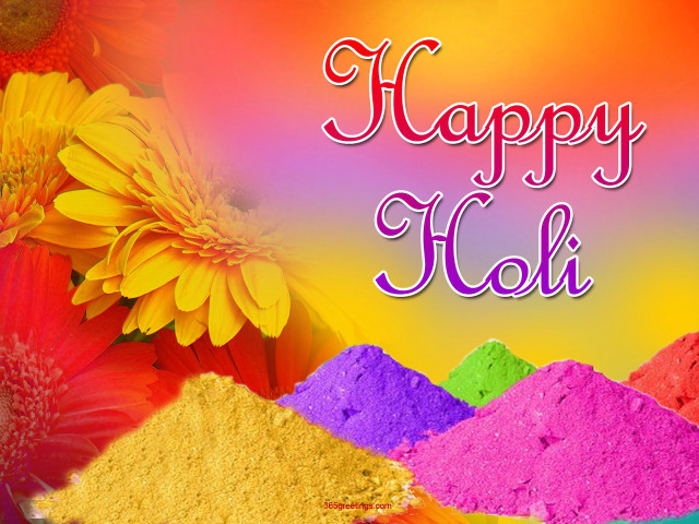 Colorful background flowers holi message #2 free wallpaper - medium preview image