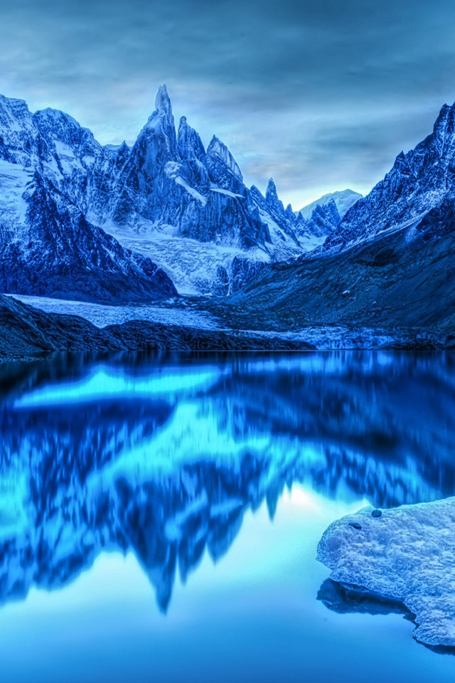 Mountain lake snow clouds blue #2 free wallpaper - medium preview image
