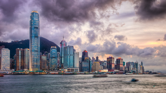 City skyline boat cloudy sky free wallpaper - medium preview image