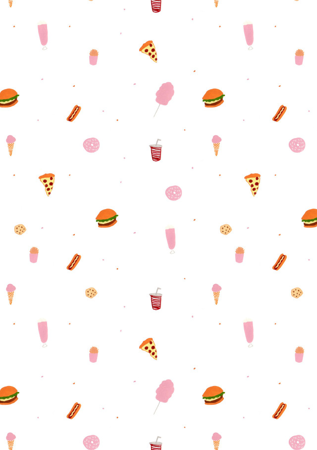 Food drinks pattern white pink free wallpaper - medium preview image