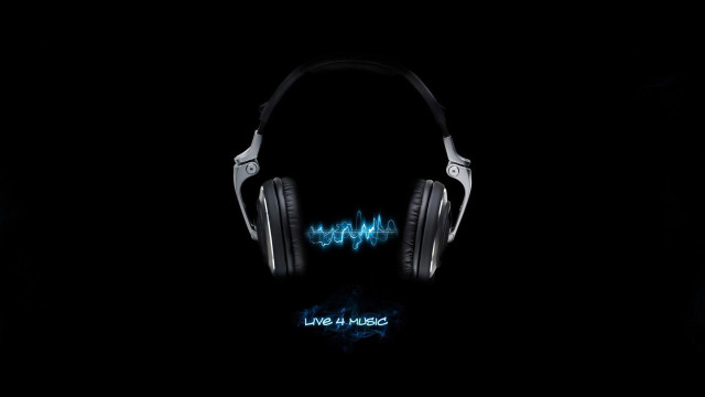 Headphones sound wave dark black free wallpaper - medium preview image