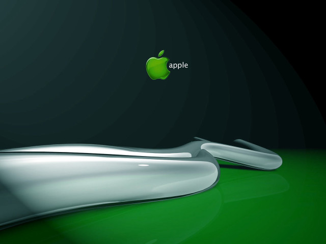Green apple logo black background free wallpaper - medium preview image