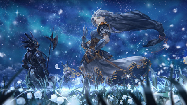 Woman long dress man field free wallpaper - medium preview image