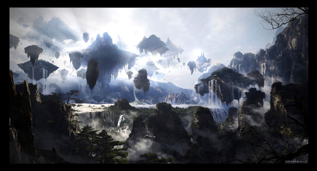 Mountain landscape fog mist trees free wallpaper - medium preview image