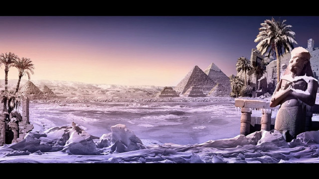Man bench desert pyramids palmtrees free wallpaper - medium preview image