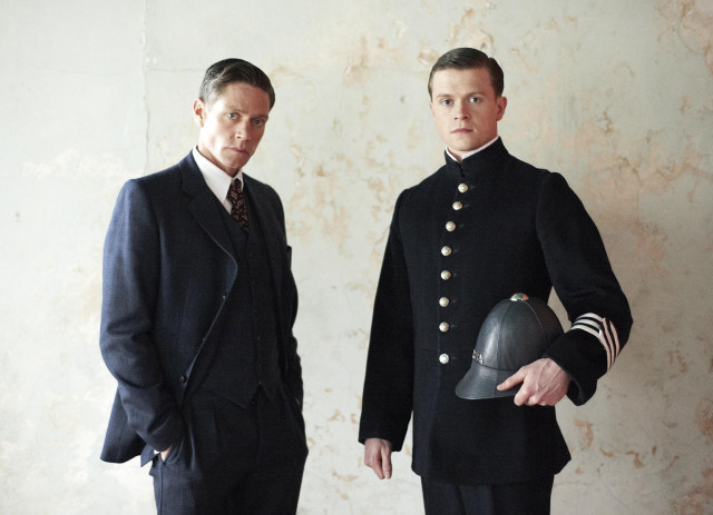 Men suits helmets standing wall free wallpaper - medium preview image