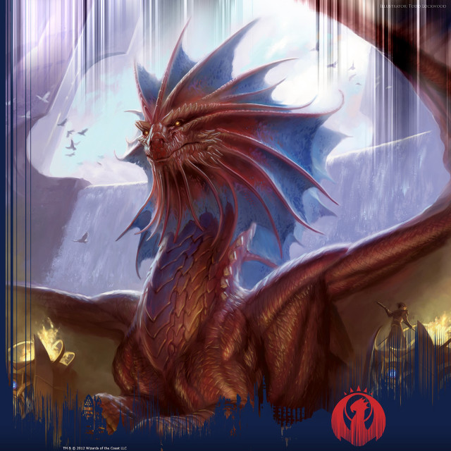 Red dragon blue wings rock free wallpaper - medium preview image