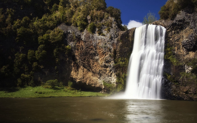 Waterfall cascading river trees nature free wallpaper - medium preview image