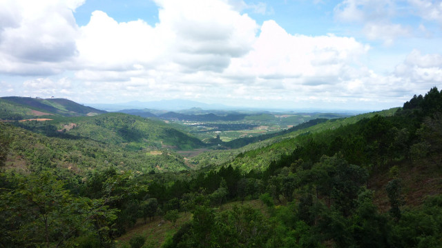 Valley trees hills clouds sky free wallpaper - medium preview image