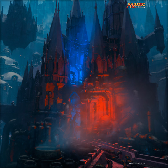 Fantasy castle red light blue free wallpaper - medium preview image