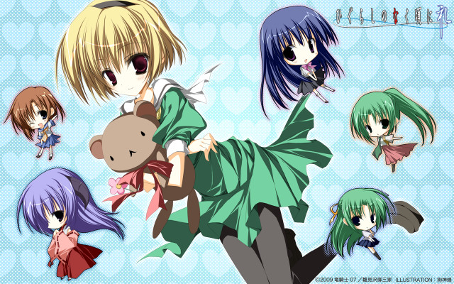 Anime girls teddy bear various free wallpaper - medium preview image