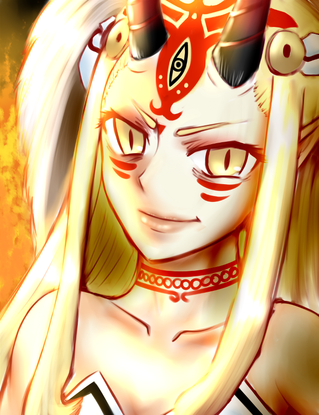 Blonde woman red mask black free wallpaper - medium preview image