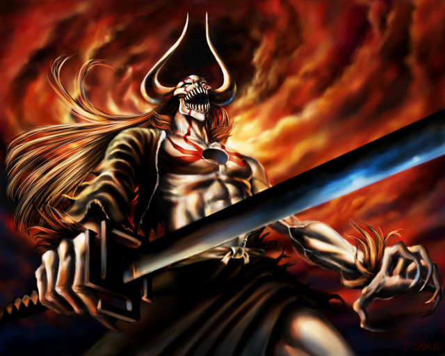 Demon sword fire sky clouds free wallpaper - medium preview image
