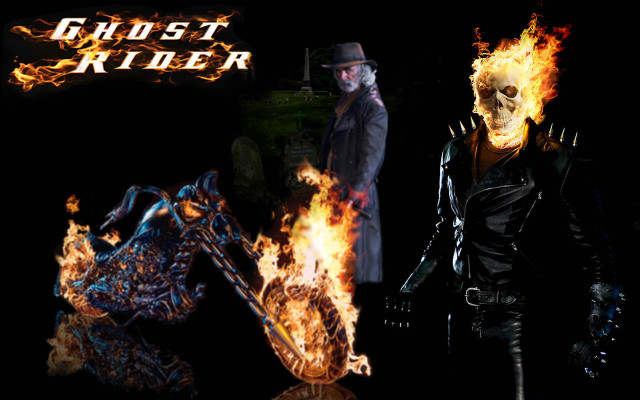 Man black leather fire demon free wallpaper - medium preview image