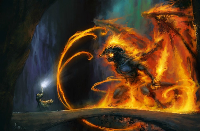Demon attacking demon cave flames free wallpaper - medium preview image