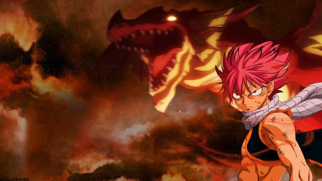 Red haired man dragon fire free wallpaper - medium preview image
