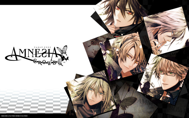 Anime characters checkered background butterfly free wallpaper - medium preview image