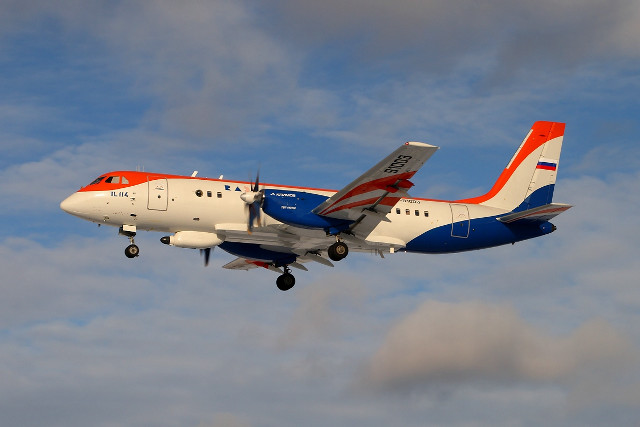 Small airplane cloudy sky landing free wallpaper - medium preview image