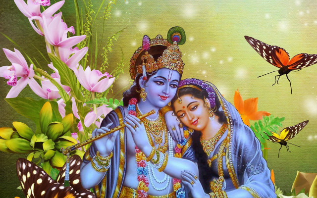 People flowers butterflies painting art free wallpaper - medium preview image