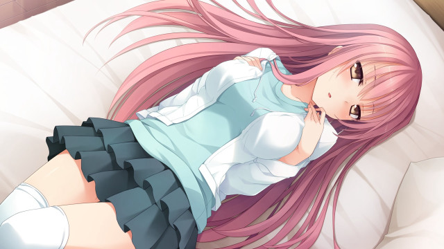 Girl pink hair white shirt #2 free wallpaper - medium preview image