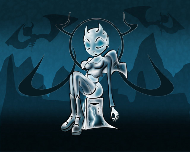 Cartoon character stool demon back free wallpaper - medium preview image