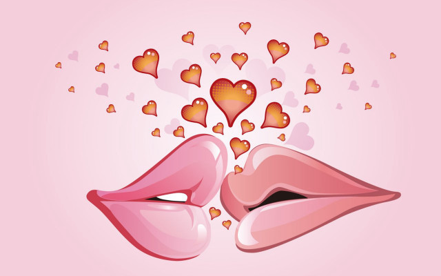 Lips hearts pink background flying free wallpaper - medium preview image