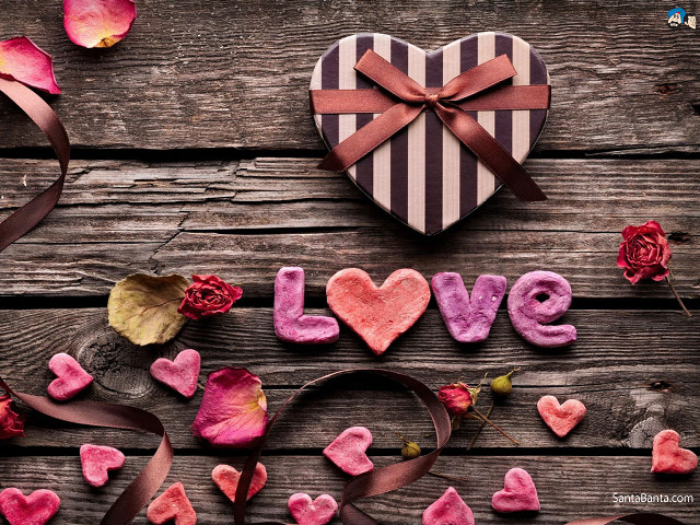 Heart shaped box bow flowers free wallpaper - medium preview image