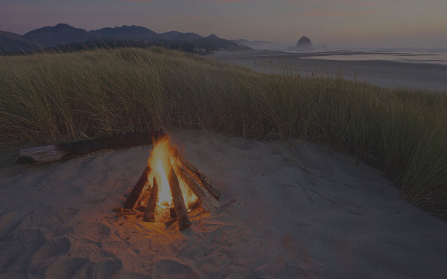 Fire pit sunset beach mountains free wallpaper - medium preview image