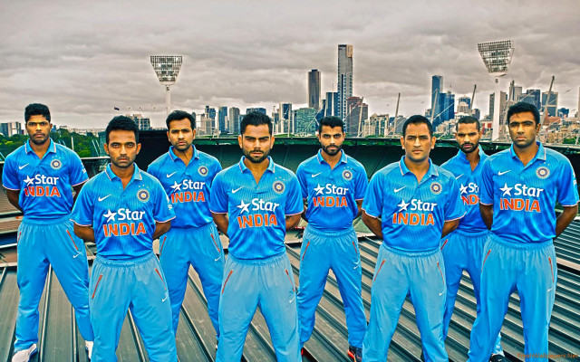Men blue uniforms wooden platform free wallpaper - medium preview image