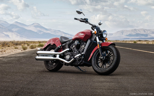 Red motorcycle desert road mountains free wallpaper - medium preview image