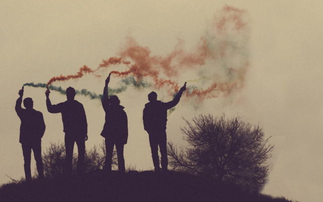 Hill people smoke bombs trees free wallpaper - medium preview image
