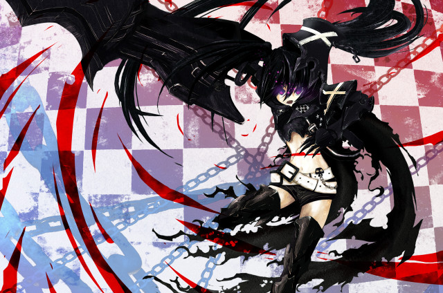 Gothic anime woman sword checkered free wallpaper - medium preview image